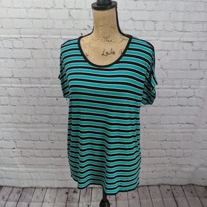 Michael Kors Cold Shoulder Striped Shirt Medium